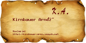 Kirnbauer Arnó névjegykártya